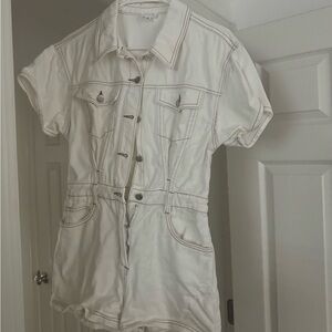 White Jean Romper